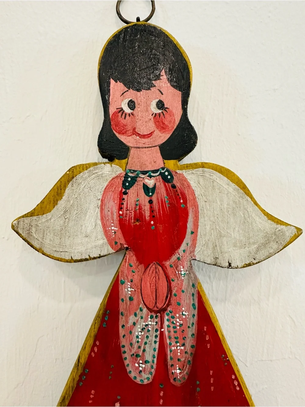Vintage Hand-Painted Wooden Angel Wall Decor